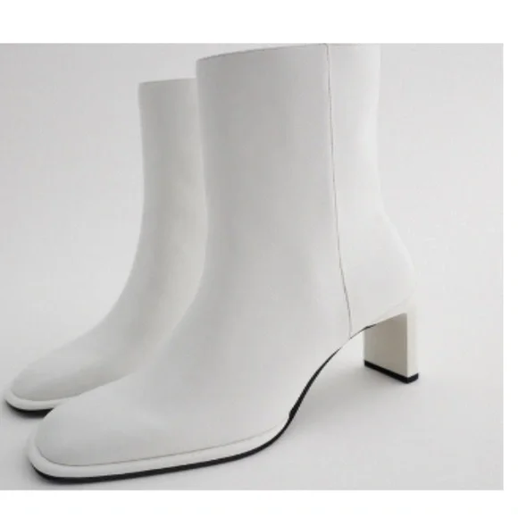 NEW!!! Zara White Vegan Leather Booties Size 42 - Picture 1 of 12